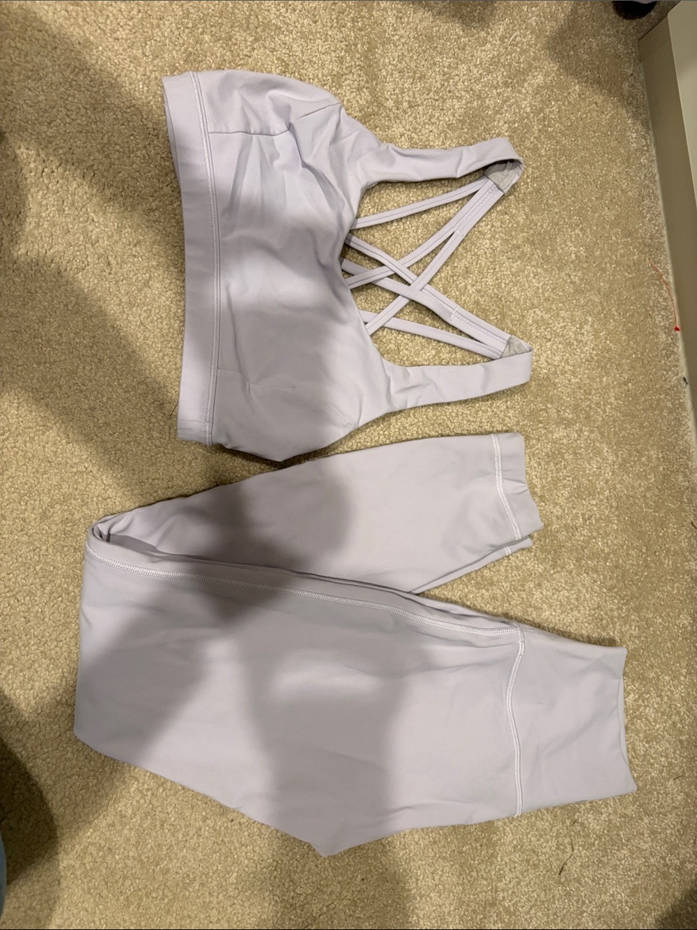 lululemon athletica Light Lavender Strappy Sports Bra & High-Rise Leggings Set